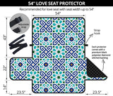 Blue Theme Arabic Morocco Pattern Loveseat Couch Cover Protector