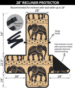 Elephant Pattern Ethnic Motifs Recliner Cover Protector