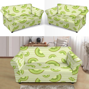 Kiwi Pattern Striped Background Loveseat Couch Slipcover