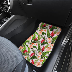 Heliconia Hibiscus Leaves Pattern Front Car Mats