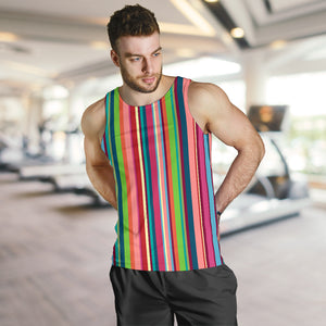 Rainbow Stripe Pattern Men Tank Top