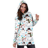 Snowman Pattern Background Women Hoodie Dress