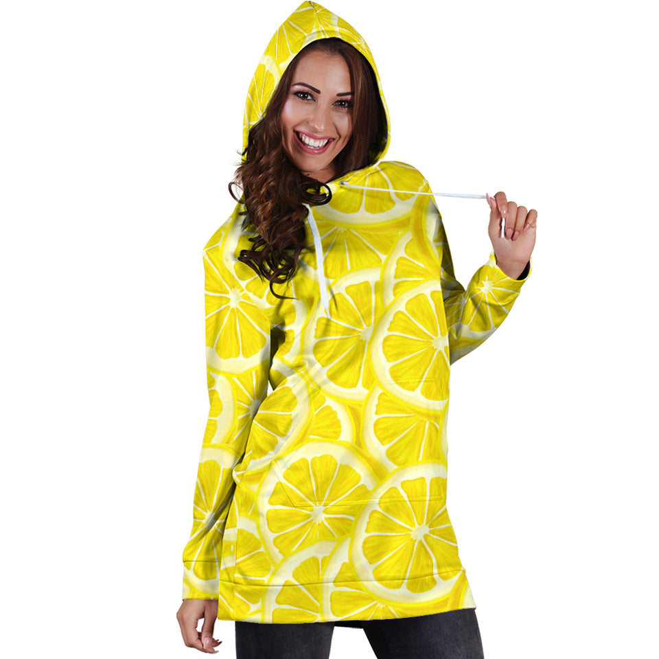 Sliced Lemon Pattern Women Hoodie Dress