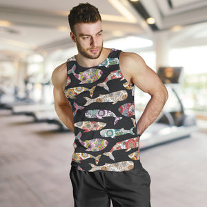 Whale Flower Tribal Pattern Men Tank Top