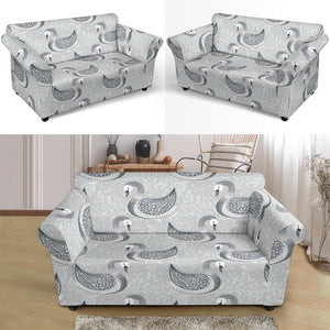 Swan Gray Pattern Loveseat Couch Slipcover