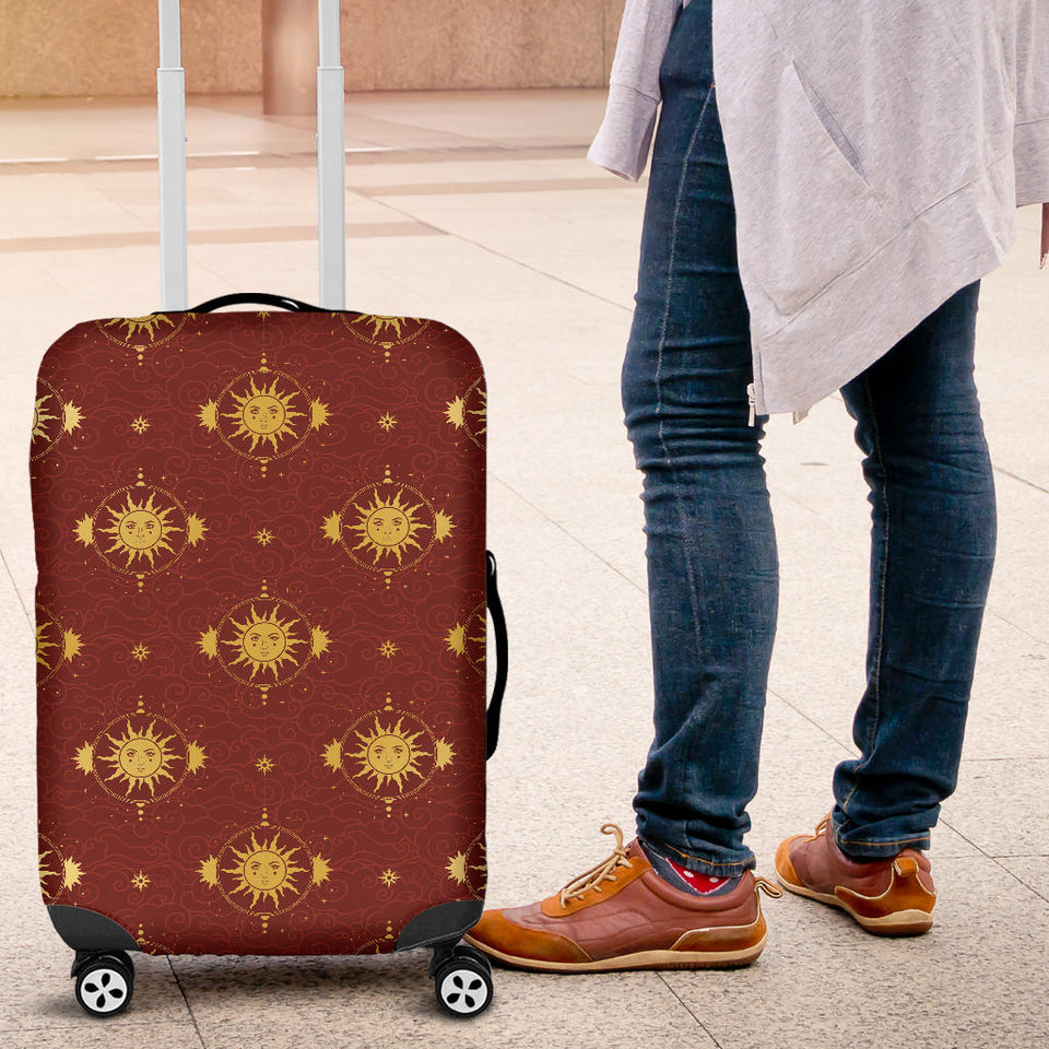 Sun Pattern Red Background Luggage Covers