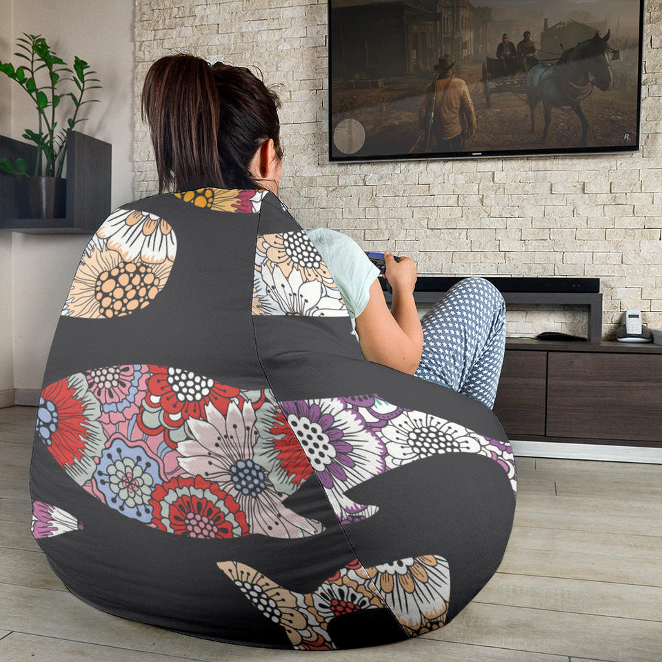 Whale Flower Tribal Pattern Bean Bag Cover