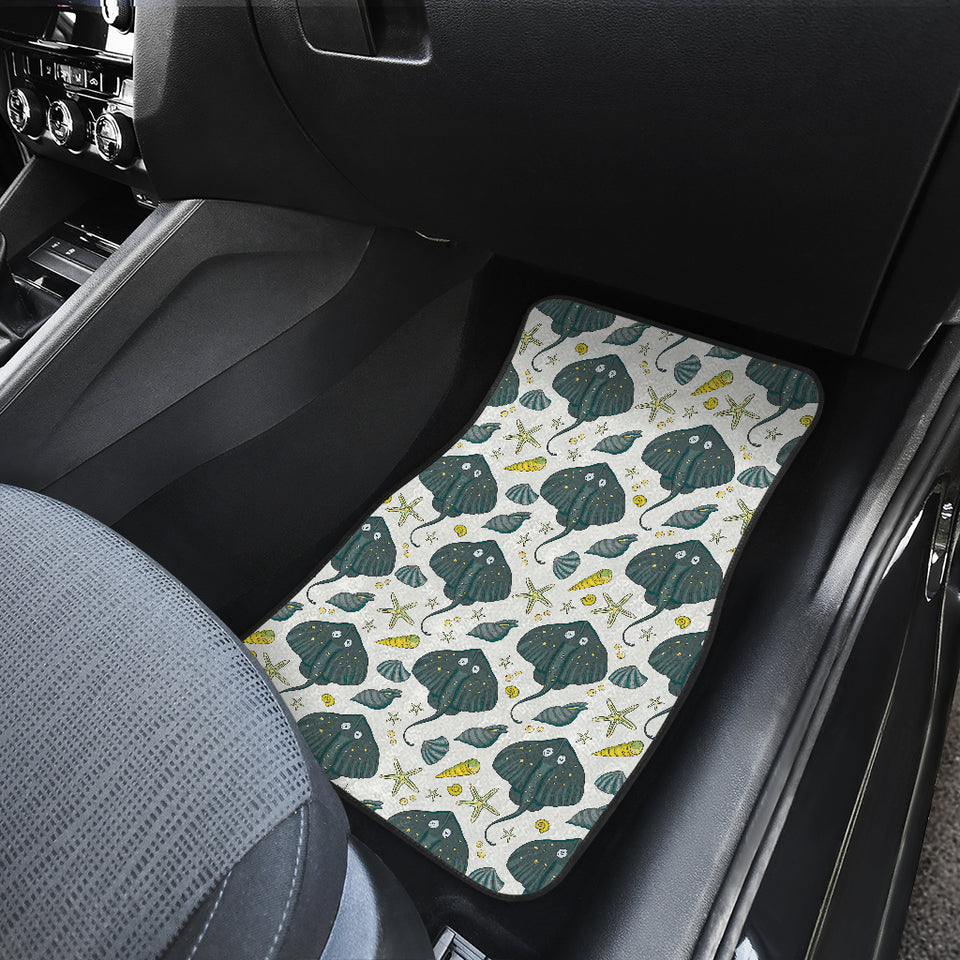 Stingray Pattern Print Design 03 Front and Back Car Mats