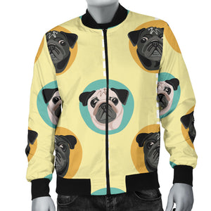 Pug Head Pattern Men Bomber Jacket