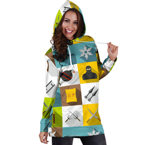 Ninja Weapon Set Pattern Women Hoodie Dress