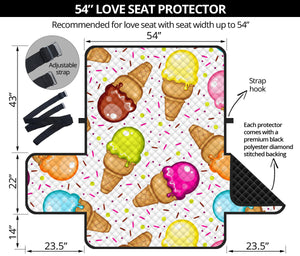 Color Ice Cream Cone Pattern Loveseat Couch Cover Protector