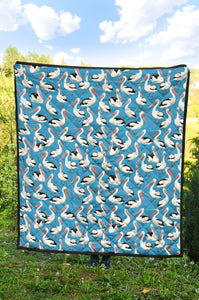 Pelican Pattern Print Design 04 Premium Quilt