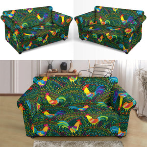 Rooster Chicken Pattern Theme Loveseat Couch Slipcover