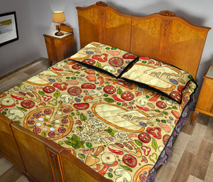 Pizza Pattern Background Quilt Bed Set