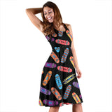 Skate Board Pattern Print Design 04 Sleeveless Midi Dress