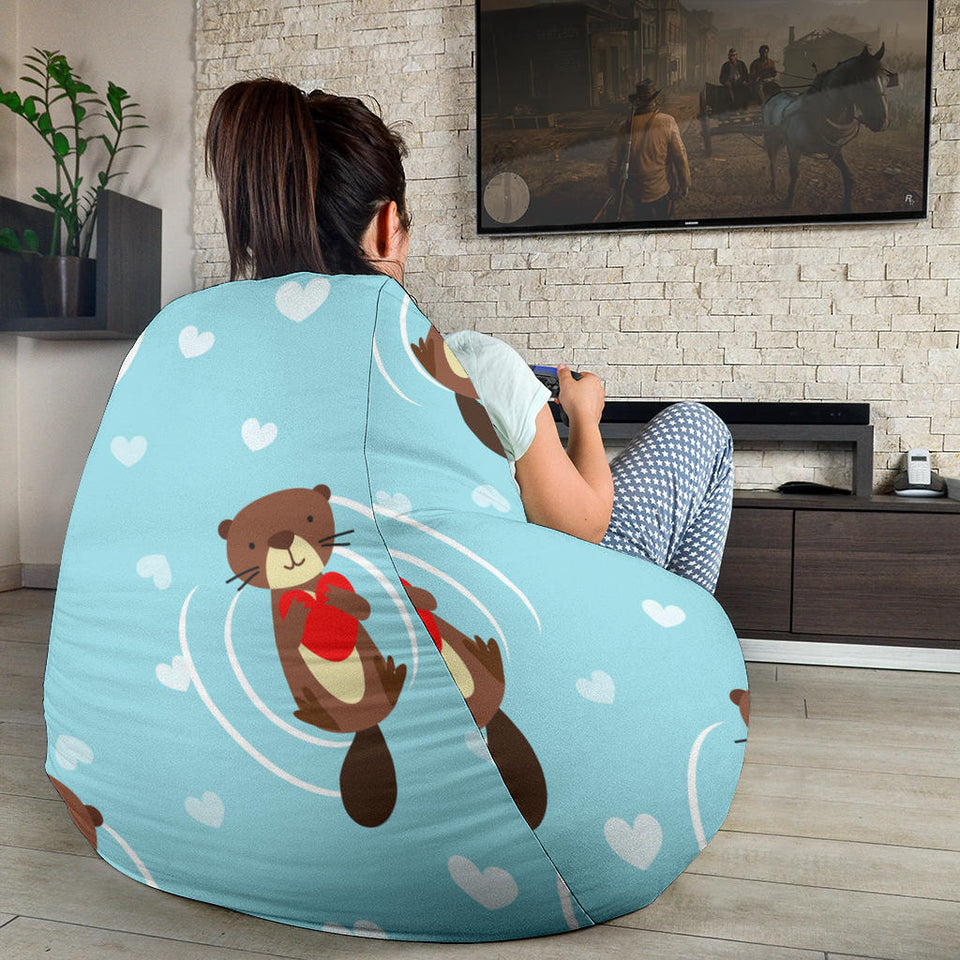 Otter Heart Pattern Bean Bag Cover