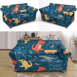 Dinosaur Music Skating Pattern Loveseat Couch Slipcover