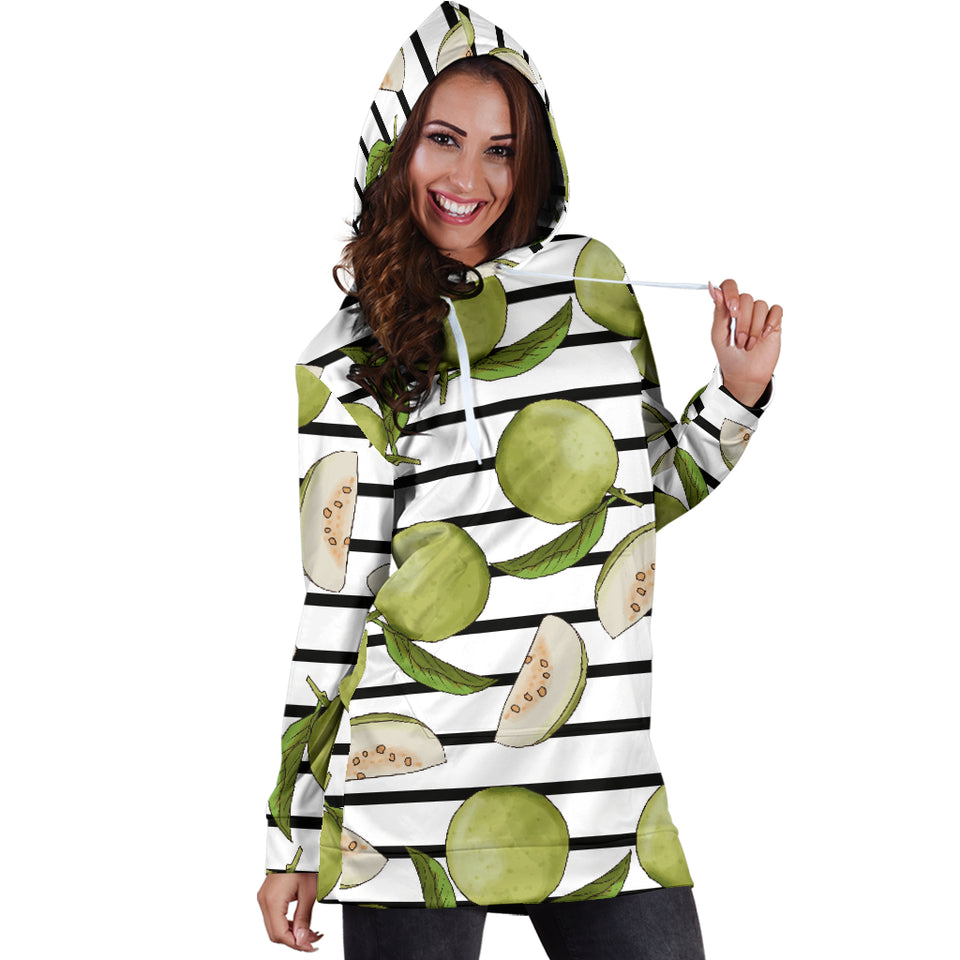 Guava Pattern Stripe background Women Hoodie Dress