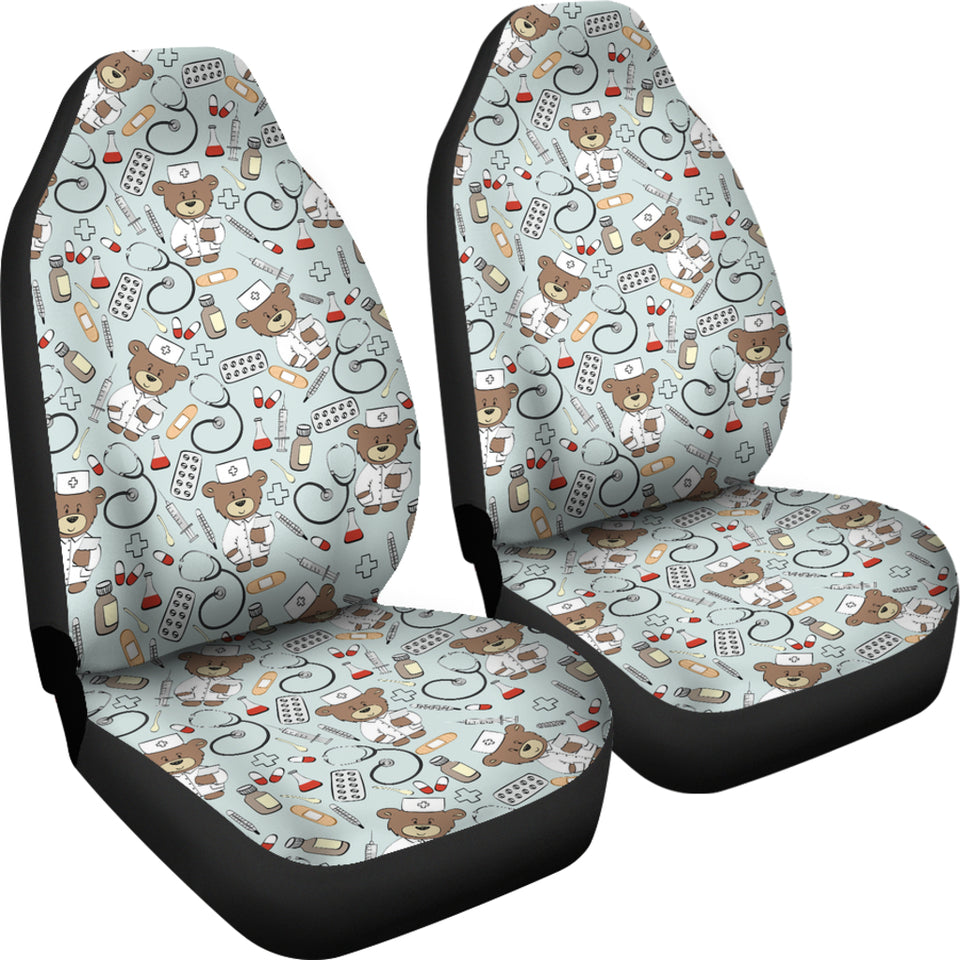 Teddy Bear Pattern Print Design 02 Universal Fit Car Seat Covers