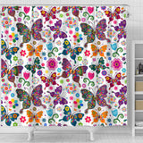 Colorful Butterfly Flower Pattern Shower Curtain Fulfilled In US