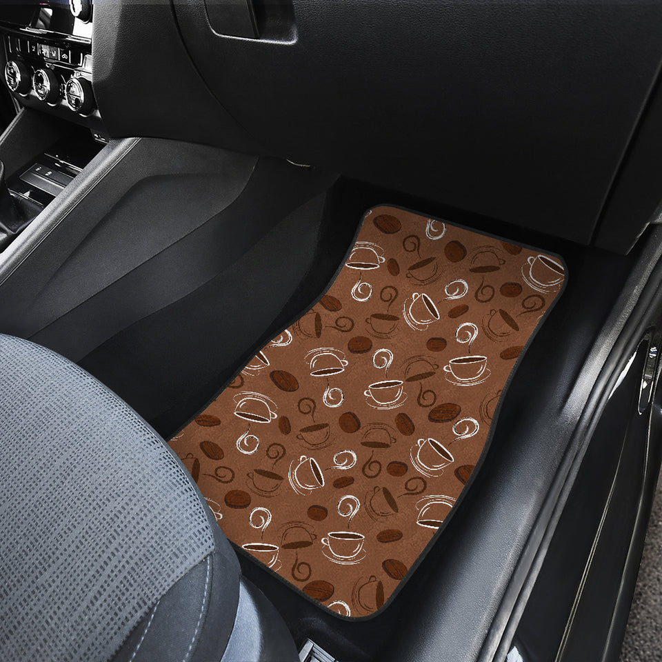 Coffee Cup and Coffe Bean Pattern Front Car Mats