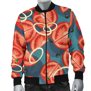 Tomato Pattern Background Men Bomber Jacket