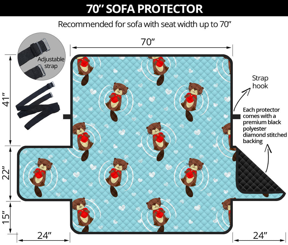 Otter Heart Pattern Sofa Cover Protector