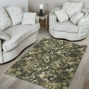Green Camo Camouflage Flower Pattern Area Rug