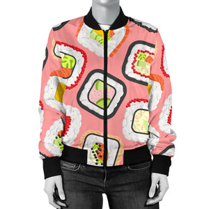 Sushi Roll Pattern Women Bomber Jacket