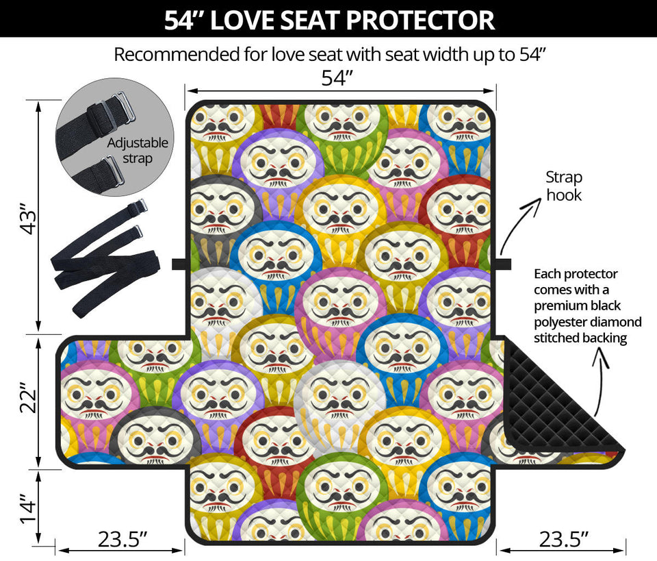 Colorful Daruma Pattern Loveseat Couch Cover Protector