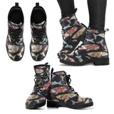 Whale Flower Tribal Pattern Leather Boots