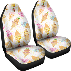 Ice Cream Cone Pattern Background Universal Fit Car Seat Covers