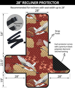 Japanese Crane Theme Pattern Recliner Cover Protector