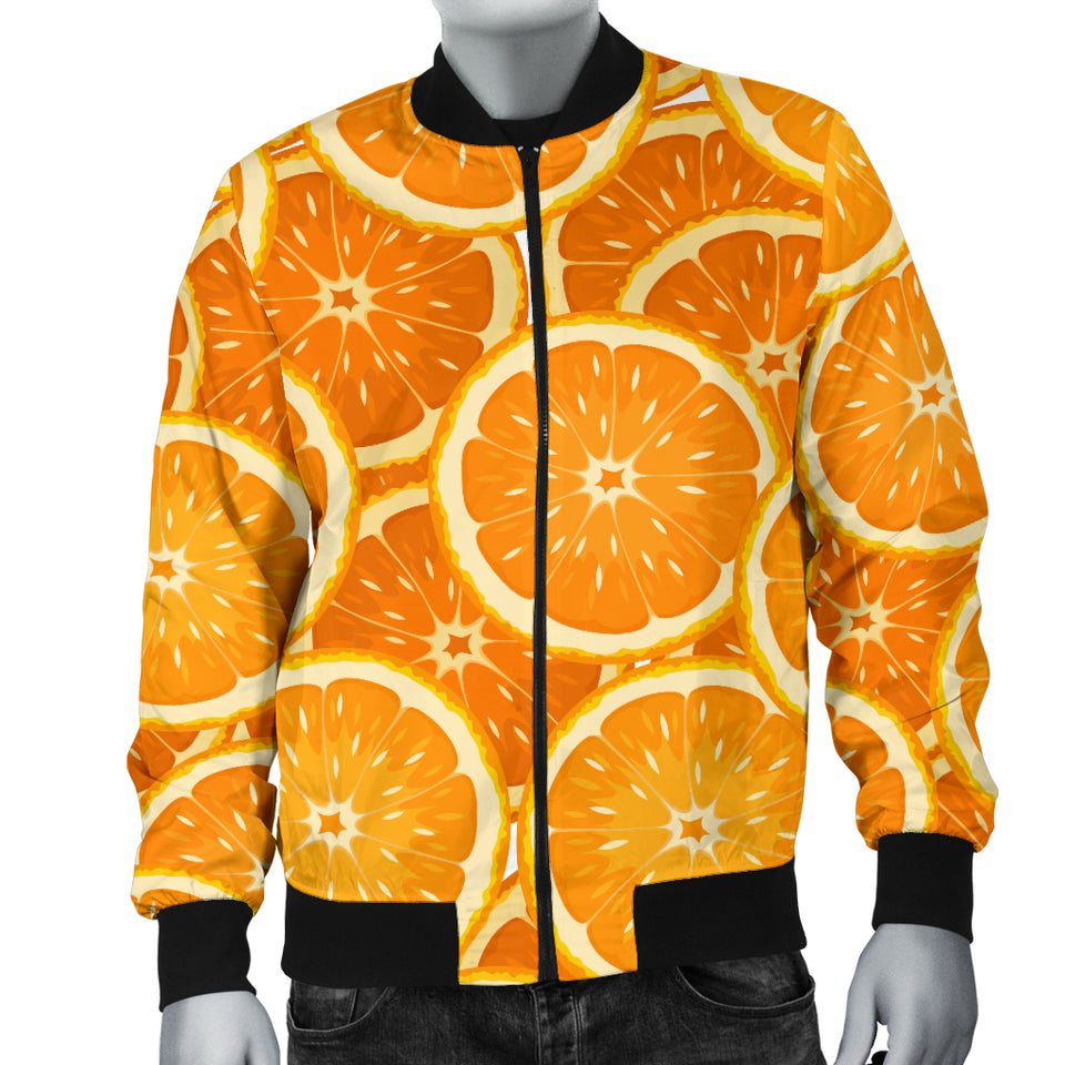 Sliced Orange Pattern Men Bomber Jacket