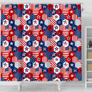 USA Star Hexagon Pattern Shower Curtain Fulfilled In US