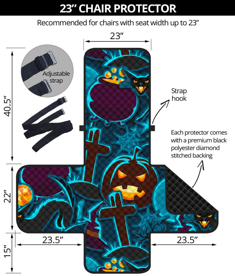 Halloween Pumpkin Cat Pattern Chair Cover Protector