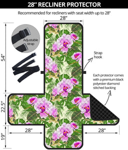 Orchid Leaves Pattern Recliner Cover Protector