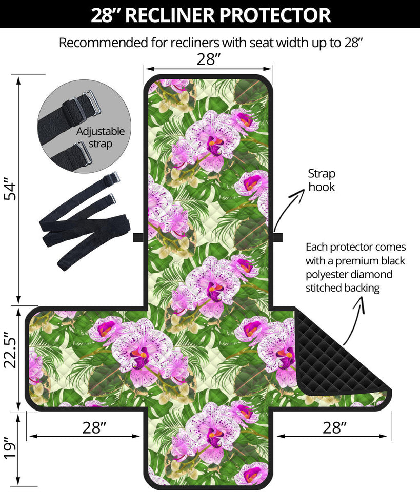 Orchid Leaves Pattern Recliner Cover Protector