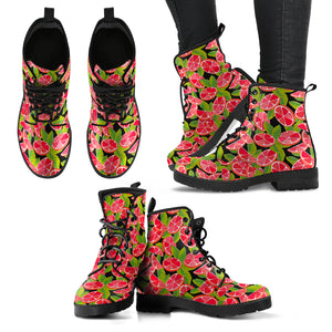 Grapefruit Leaves Pattern Leather Boots