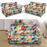 Rainbow Geometric Pattern Loveseat Couch Slipcover