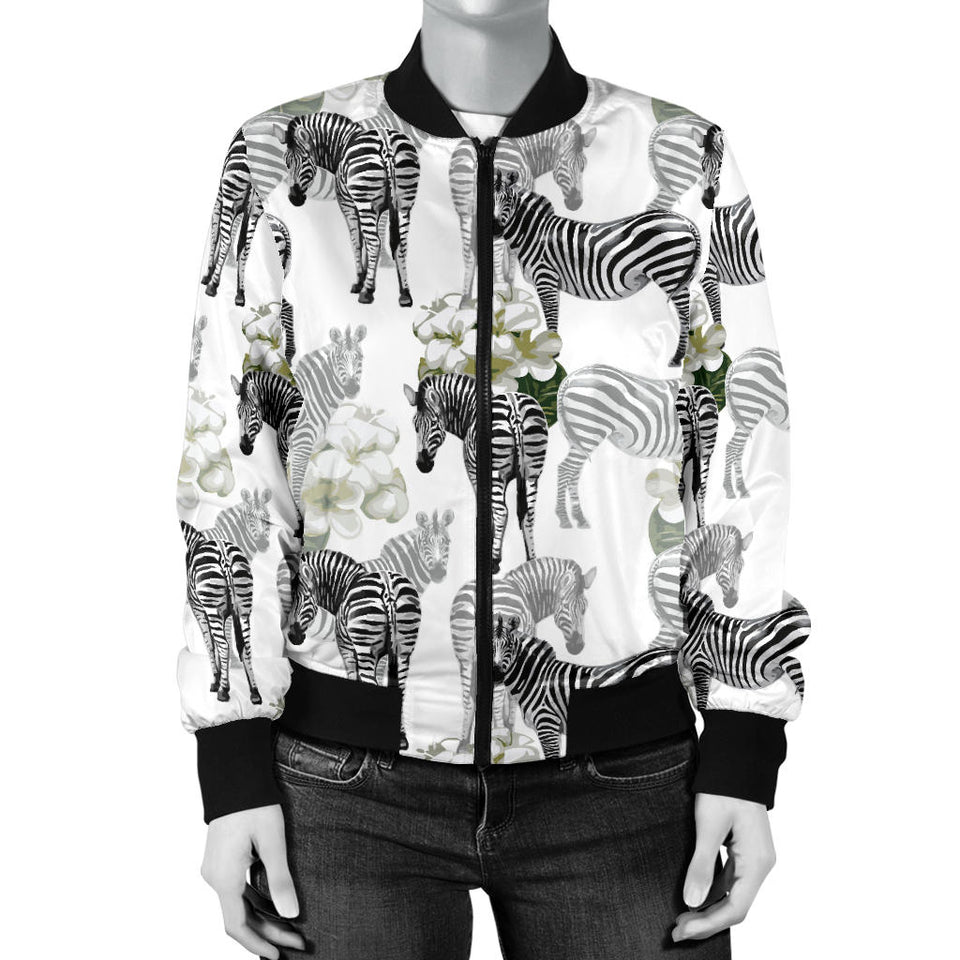 Zebra Pattern Women Bomber Jacket