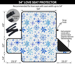 Blue Snowflake Pattern Loveseat Couch Cover Protector