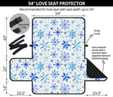 Blue Snowflake Pattern Loveseat Couch Cover Protector