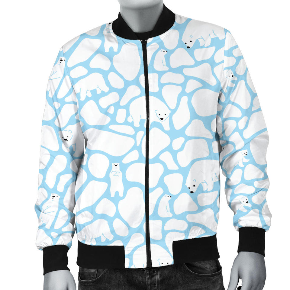 Polar Bear Ice Pattern Men Bomber Jacket