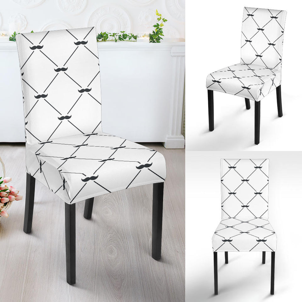 Mustache Beard Pattern Print Design 02 Dining Chair Slipcover