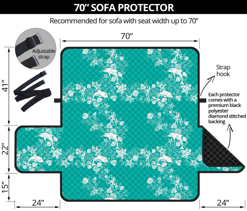 Dolphin Sea Shell Starfish Pattern Sofa Cover Protector