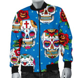 Suger Skull Rose Pattern Men Bomber Jacket