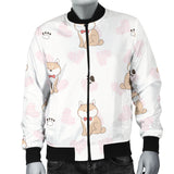 Cute Shiba Inu Heart Pattern Men Bomber Jacket