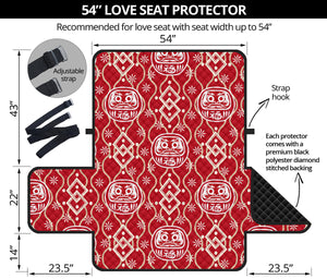 Daruma Red Pattern Loveseat Couch Cover Protector