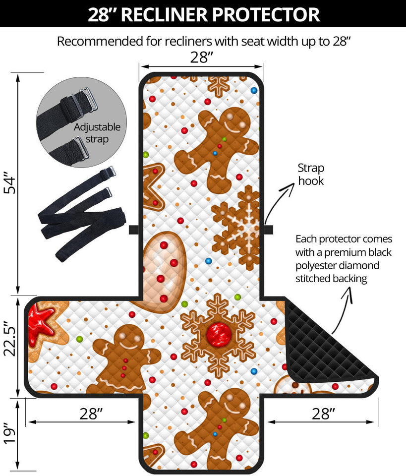 Christmas Cookie Pattern Recliner Cover Protector